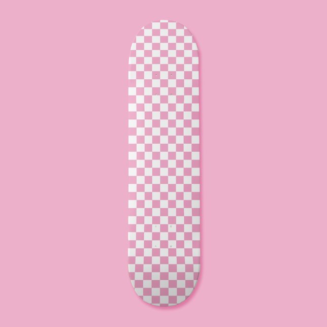 Retro 90s Pink Chequered Pattern Chequerboard Skateboard (Creator Uploaded)