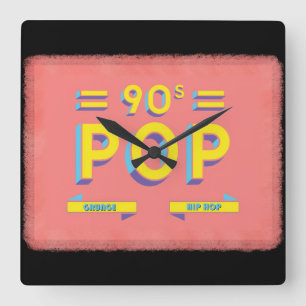 Retro 90's Pop Square Wall Clock