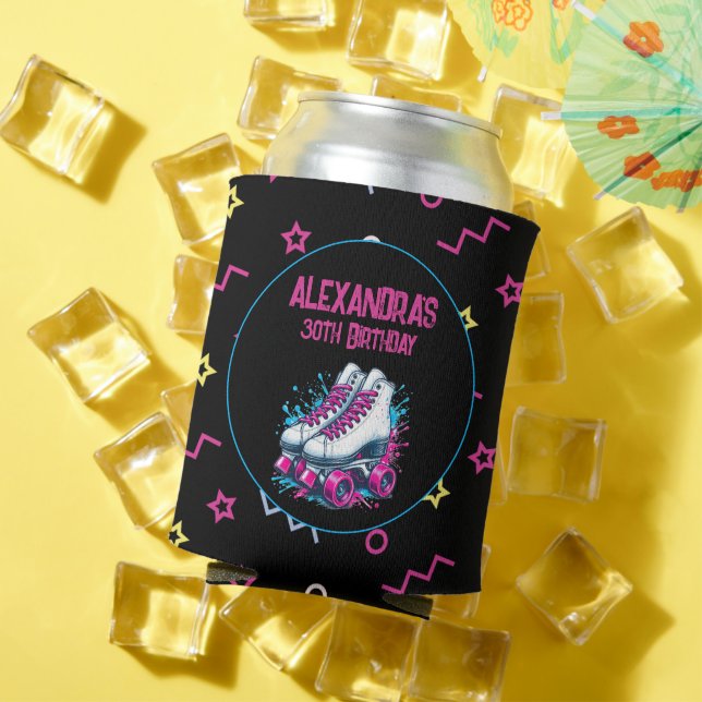 Retro 90's Roller Skating Birthday Party  Can Cooler (In Situ Summer)