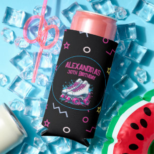 Retro 90's Roller Skating Birthday Party Seltzer Can Cooler