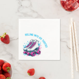 Retro 90s Roller Skating Party Napkin