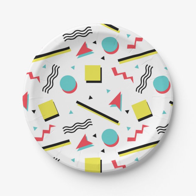 Retro 90s Seamless Pattern Paper Plate (Front)