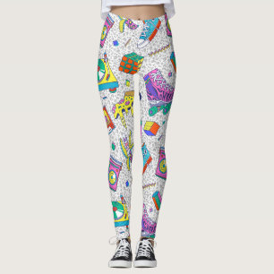 Retro 90s Skate Party Pattern Leggings