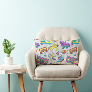 Retro 90s Skate Party Pattern Lumbar Cushion