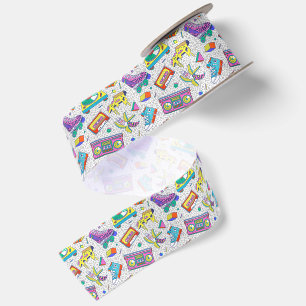 Retro 90s Skate Party Pattern Satin Ribbon