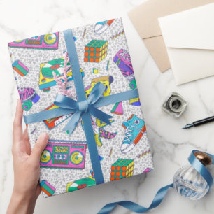 Retro 90s Skate Party Pattern Wrapping Paper