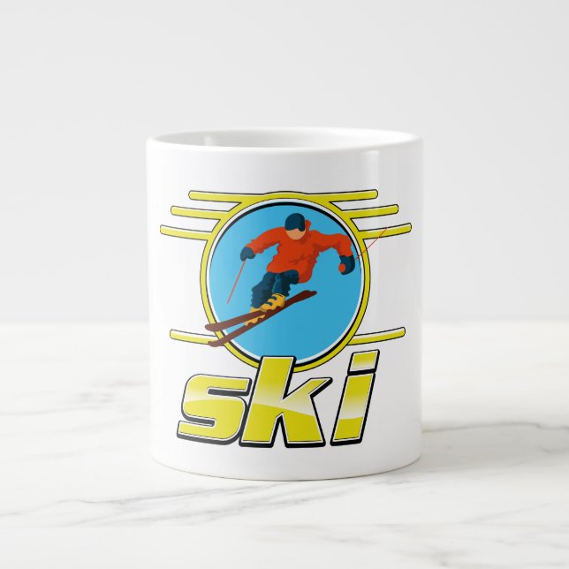 Retro 90s ski logo large coffee mug (Front)