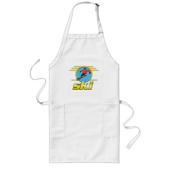 Retro 90s ski logo long apron (Front)