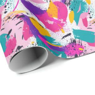 Retro 90s tiled pattern party wrapping paper