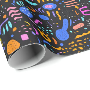 Retro 90s tiled pattern party  wrapping paper