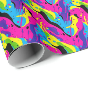 Retro 90s tiled pattern party wrapping paper
