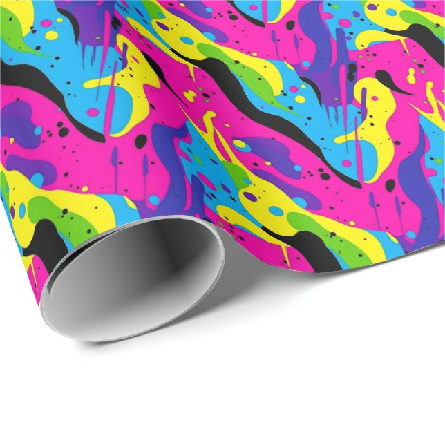 Retro 90s tiled pattern party  wrapping paper (Roll Corner)