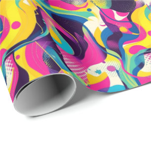 Retro 90s tiled pattern party  wrapping paper