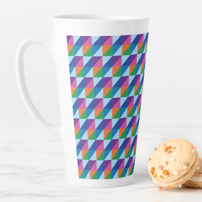 Retro 90s Vibe Geometric Triangle Abstract Latte Mug (In Situ)