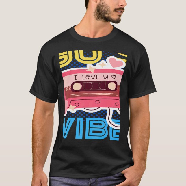 Retro 90's Vibe with Cassette 1990s Music 90s Cost T-Shirt (Front)