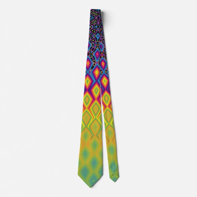 Retro 90s Vibrant Neon Colour Abstract Pattern Tie (Front)