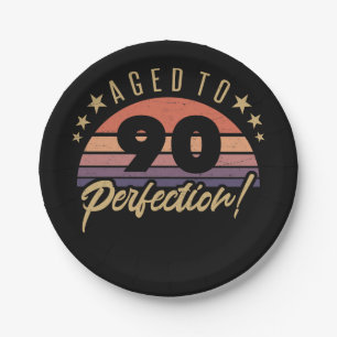 Retro 90th Birthday Humour Paper Plate