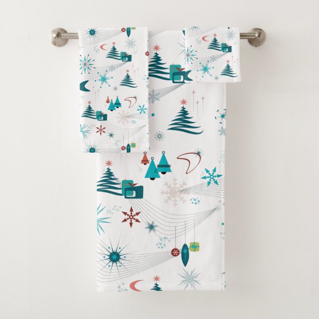 Retro A Go-Go Christmas Bath Towel Set (Insitu)