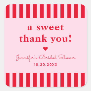 Retro A Sweet Thank You Bridal Shower Square Sticker