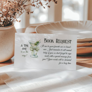 Retro A Tini One Martini Book For Baby Shower Game Enclosure Card