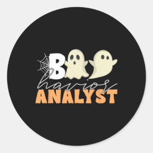 Retro Aba Therapist Bcba Halloween Ghost Boo Havio Classic Round Sticker
