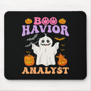 Retro Aba Therapist Bcba Halloween Ghost Boo Havio Mouse Pad