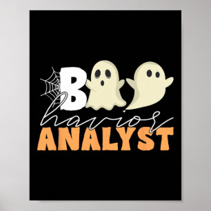 Retro Aba Therapist Bcba Halloween Ghost Boo Havio Poster