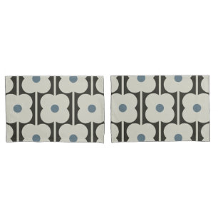 Retro Abacus Flower Powder Blue - contemporary  Pillowcase