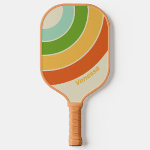 Retro ABC Street Circle Stripe with Name Pickleball Paddle