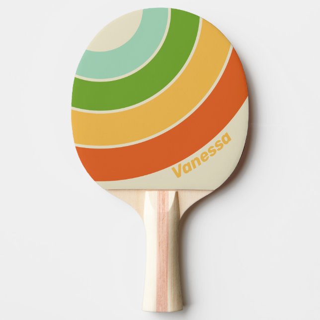 Retro ABC Street Circle Stripe with Name Ping Pong Paddle (Front)