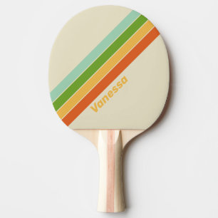 Retro ABC Street Striped with Name Ping Pong Paddle