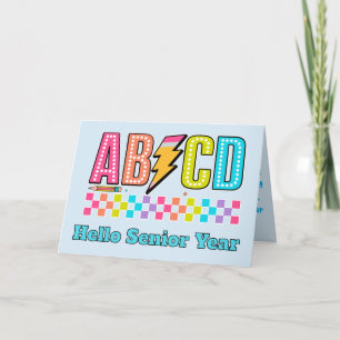 Retro ABCD Alphabet Lightning Bolt Back To School Card