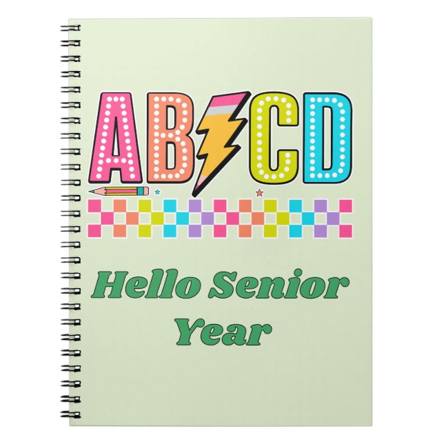 Retro ABCD Alphabet Lightning Bolt Back To School Notebook (Front)