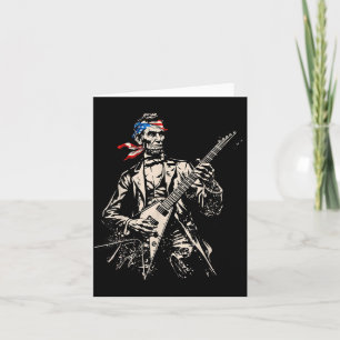 Retro Abraham Lincoln Playing Guitar Rock Roll Card
