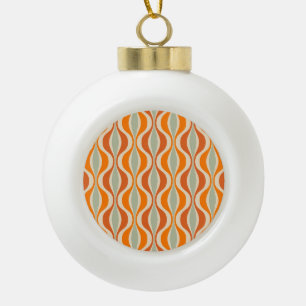 Retro Abstract: 50s-60s Seamless Style Ceramic Ball Christmas Ornament