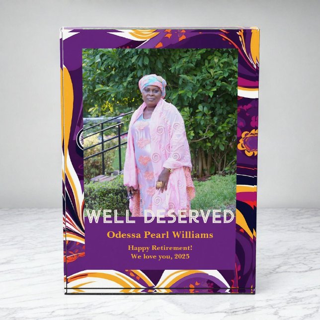 Retro Abstract African Black Mum Retirement Gift Photo Block (Retro Abstract African Black Mom Retirement Gift Photo Block)