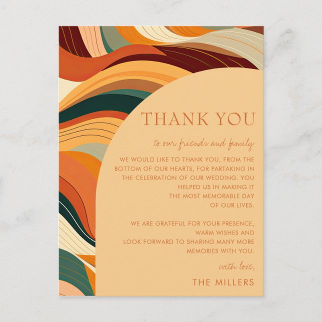 Retro Abstract Arch Earthy Terracotta Thank You  Postcard (Front)