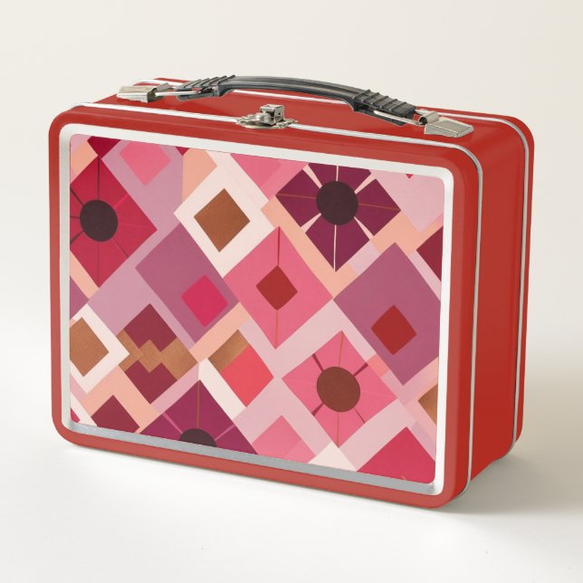 Retro Abstract Argyle Metal Lunch Box (Front)