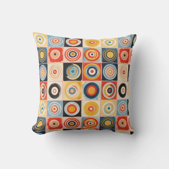 Retro Abstract Art in the style of Hilma af Klint Cushion (Front)