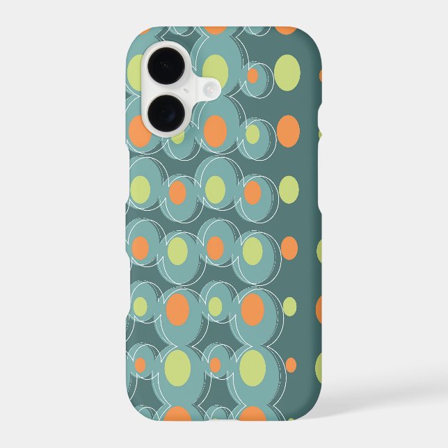 Retro Abstract Art Mod Green Orange Bubbles & Dots (Back)