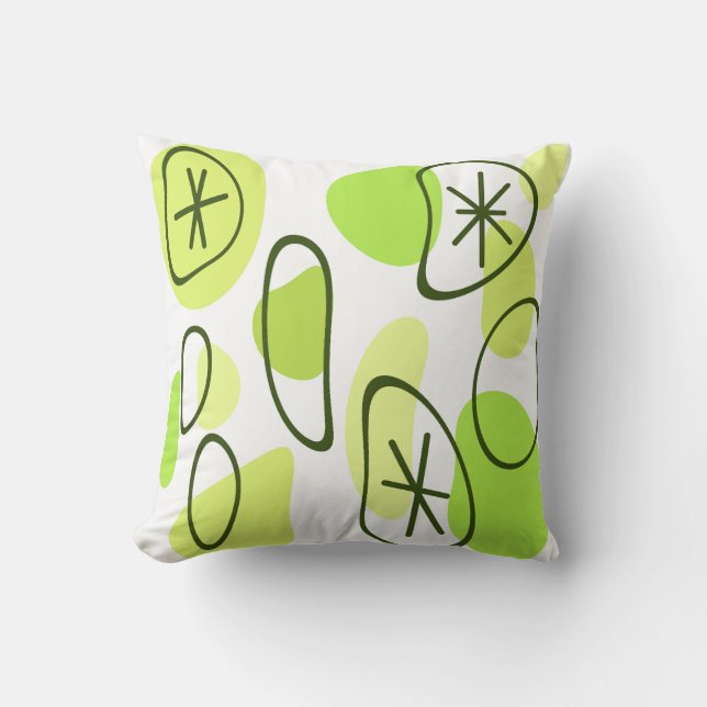 Retro Abstract Art Rocks Chartreuse Cushion (Front)