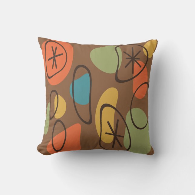Retro Abstract Art Rocks Multicolored Dark Cushion (Front)