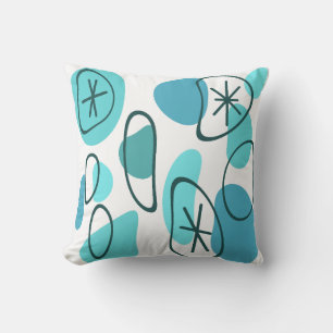 Retro Abstract Art Rocks Turquoise Cushion