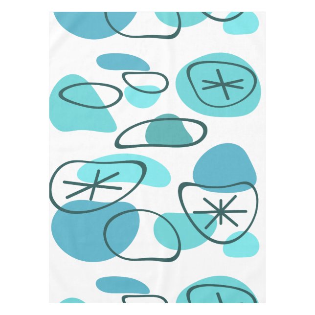 Retro Abstract Art Rocks Turquoise Tablecloth (Front)