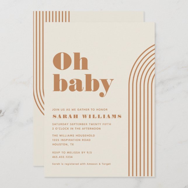Retro Abstract Baby Shower | Invitation (Front/Back)
