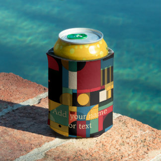 Retro Abstract Bauhaus Geometric Mosaic Personaliz Can Cooler