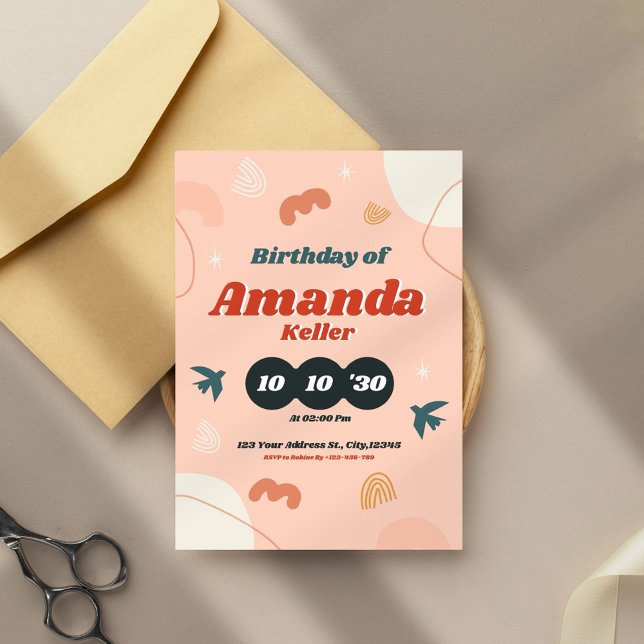 Retro Abstract Birthday Invitation (Creator Uploaded)