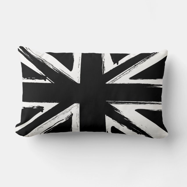 Retro abstract black union jack design lumbar cushion (Front)