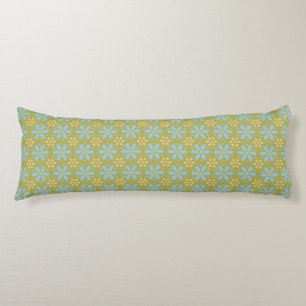 Retro Abstract Blue and Yellow Flowers on Green Body Cushion