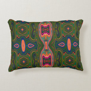 Retro Abstract Blue, Green and Orange Pattern Decorative Cushion